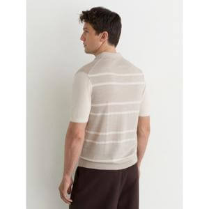 REISS Miles Merino Wool Striped-Knit Polo Jumper